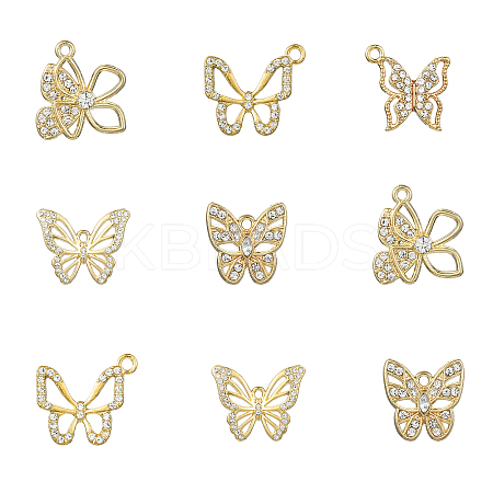 10Pcs 5 Styles Alloy with Rhinestone Pendant FIND-CJ0001-78-1