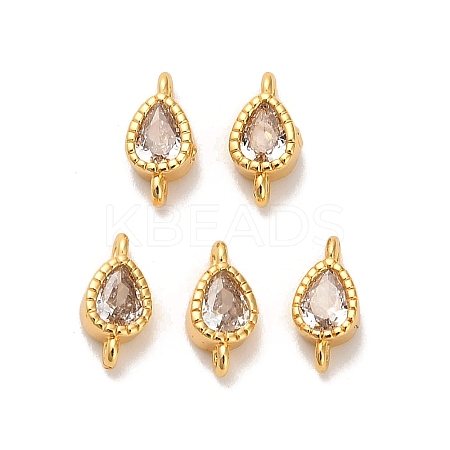 Brass Pave Clear Cubic Zirconia Teardrop Connector Charms KK-H515-03A-G-1