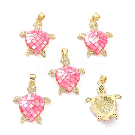 Real 18K Gold Plated Brass Micro Pave Clear Cubic Zirconia Pendants X-KK-D004-05G-E-1