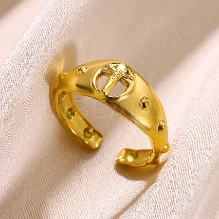 304 Stainless Steel Cuff Open Rings for Women LS-RJEW-G369-01G-1