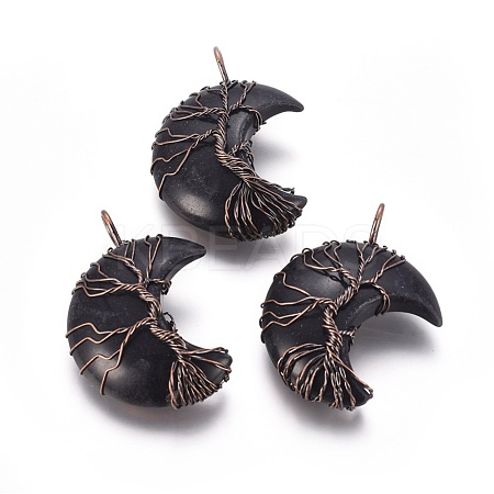 Natural Obsidian Tree of Life Wire Wrapped Pendants G-L520-E03-R-NF-1