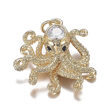 Brass Micro Clear & Black Cubic Zirconia Pendants X-ZIRC-F120-067G-1