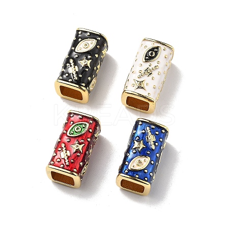 Brass Micro Pave Clear Cubic Zirconia Rectangle European Beads KK-Z114-15G-A-1