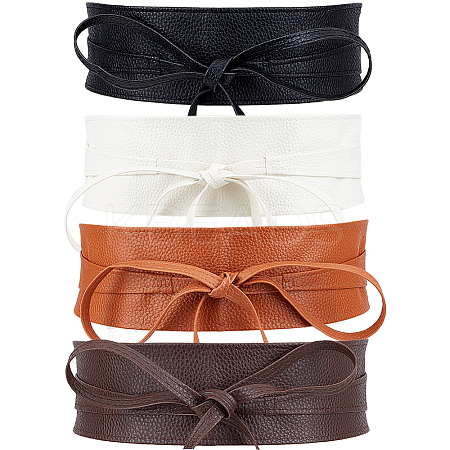 4Pcs 4 Colors Imitation Leather Wrap Around Waist Bands AJEW-CP0008-07-1