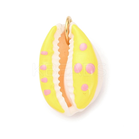 Printed Natural Cowrie Shell Pendants STAS-Z168-03G-04-1