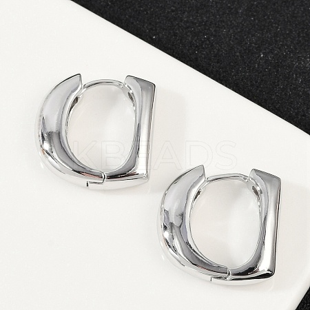 Brass D-Shaped Hoop Earrings EJEW-Q016-17P-1
