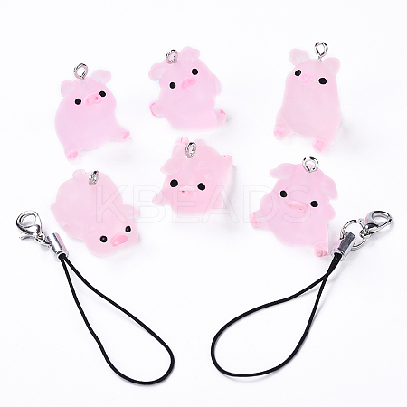 DIY Translucent Resin Pig Mobile Phone Strap Making Kits DIY-YW0011-17-1