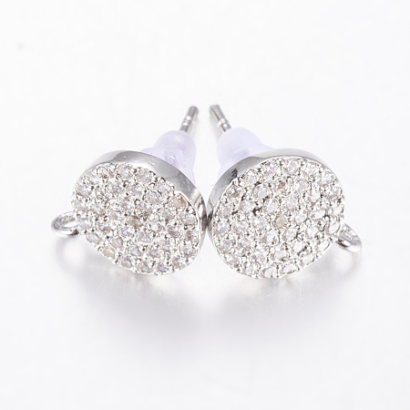 Brass Micro Pave Cubic Zirconia Stud Earring Findings ZIRC-E132-13A-P-1