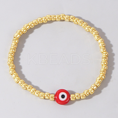 Golden Glass Seed Beaded Stretch Breacelets CZ4431-1-1