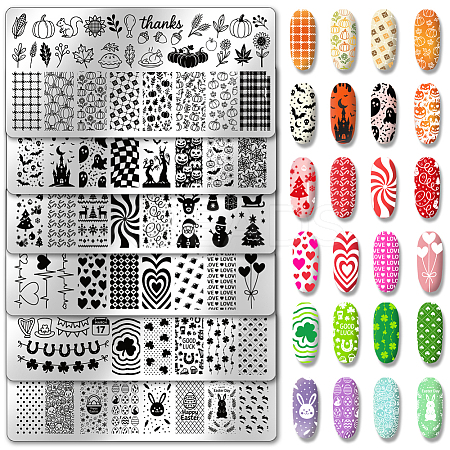 Stainless Steel DIY Nail Art Templates MRMJ-WH0098-044-1