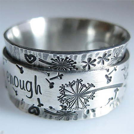 Dandelion with Word Pattern Alloy Finger Rings FS-WG2A4E2-05-1