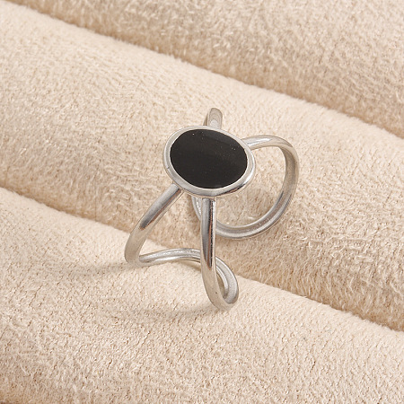 Adjustable 304 Stainless Steel Circle Cuff Open Rings for Women LS-YT7476-2-1