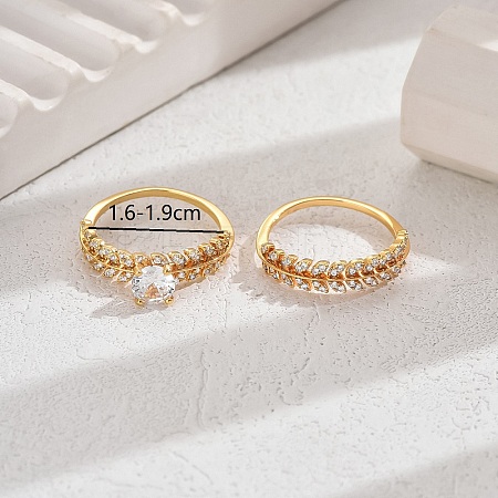 Elegant Copper Ring with 18K Gold Plating and Diamond Inlay YE9619-7-1