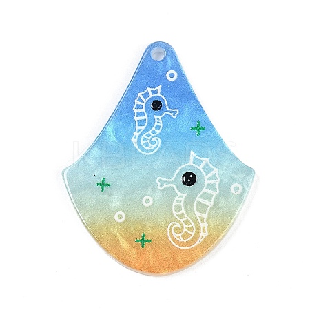 Marine Organism Series Fan Shape Acrylic Pendants OACR-Q101-03E-1