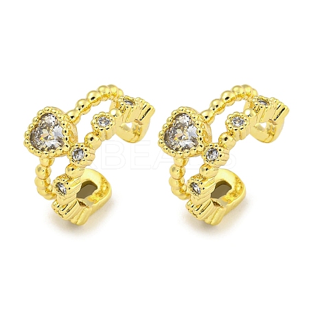 Brass Micro Pave Clear Cubic Zirconia Cuff Earrings for Women EJEW-C104-048G-1