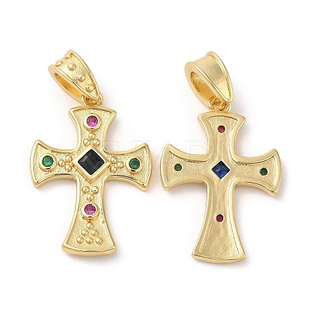 Brass Micro Pave Cubic Zirconia Pendants KK-M246-05G-1