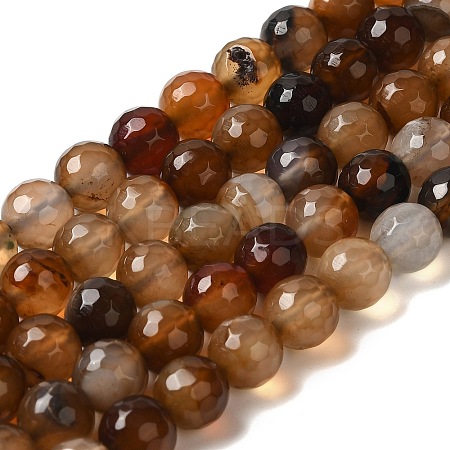 Dyed & Heated Natural Banded Agate Beads Strands G-P539-F01-04-1