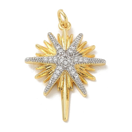 Brass Micro Pave Cubic Zirconia Pendants KK-B124-08GP-01-1