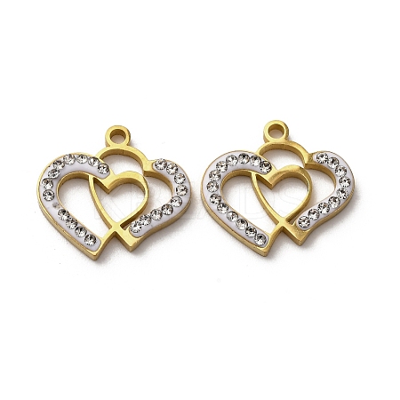 304 Stainless Steel Clay Rhinestone Pendants STAS-P406-17E-G-1