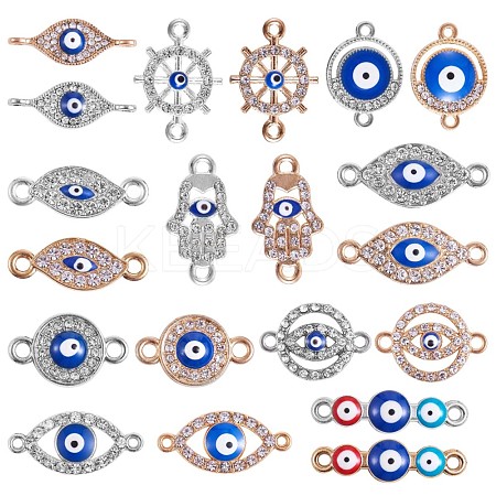 20Pcs Eye Enamel Charm Connector Mixed Shape Evil Eye Charm Assorted Evil Eye Connector for Jewelry Necklace Bracelet Earring Making Crafts JX220A-1