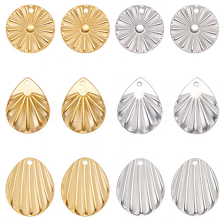 48Pcs 6 Styles 304 Stainless Steel Pendants STAS-BBC0007-62-1