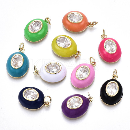 Brass Clear Cubic Zirconia Pendants ZIRC-S067-022-NR-1
