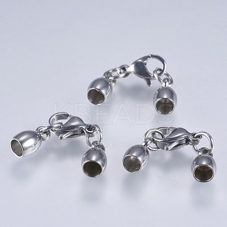 Tarnish Resistant 201 Stainless Steel Cord Ends STAS-F145-03P-8x4mm-1
