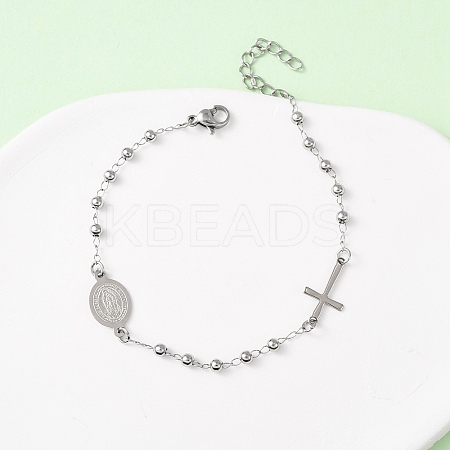 Religion 304 Stainless Steel Link Bracelets BJEW-F524-05B-P-1