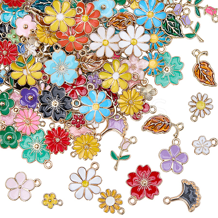 120Pcs 12 Styles Alloy Enamel Pendants ENAM-SC0007-16-1