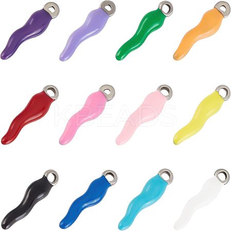 12Pcs 12 Colors Ion Plating(IP) 304 Stainless Steel Pendants STAS-UN0032-93-1