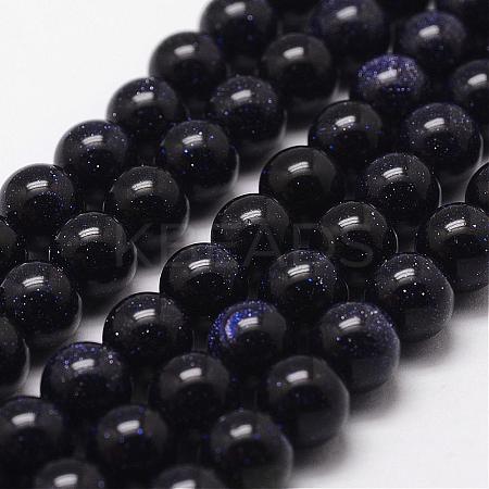 Synthetic Blue Goldstone Beads Strands G-D840-81-4mm-1