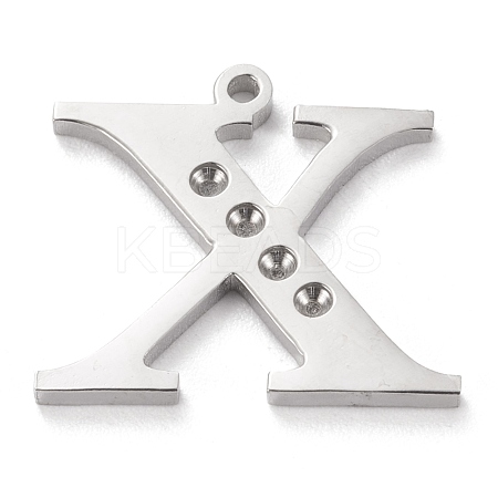 Tarnish Resistant 304 Stainless Steel Letter Pendant Rhinestone Settings STAS-J028-01X-1