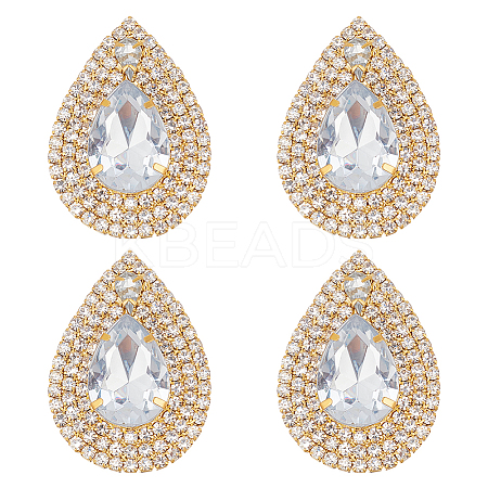 4Pcs Brass Rhinestone Shoe Decorations FIND-MA0001-02A-1