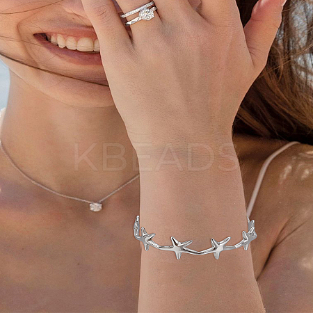 1Pc Stainless Steel Open Cuff Bangles for Women BJEW-LP0003-48B-1