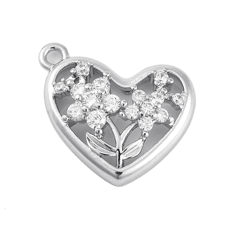 Brass Micro Pave Clear Cubic Zirconia Pendants KK-Z066-07P-1