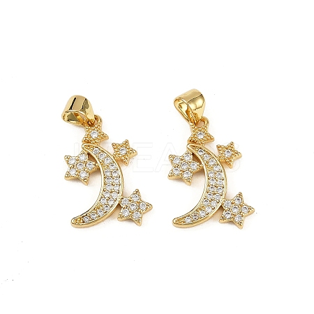 Brass Micro Pave Cubic Zirconia Pendants KK-S526-36G-1