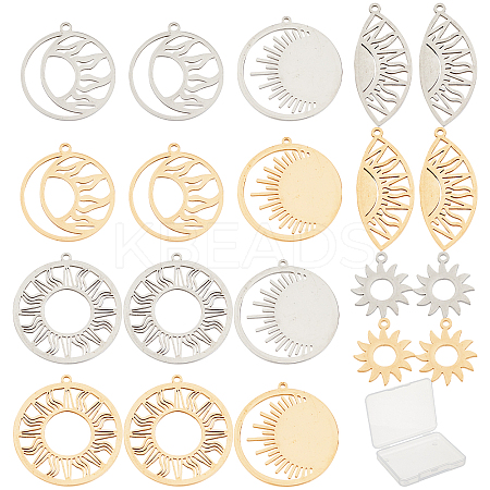 20Pcs 5 Style 201 Stainless Steel Pendants STAS-SC0003-57-1