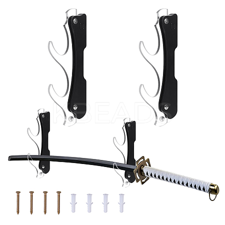 Wood & Acrylic Adjustable Wall-mounted Knife and Sword Holder OFST-WH0011-04A-1
