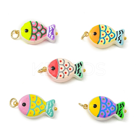 Baking Paint Glass Enamel  Pendants PALLOY-JF05998-1