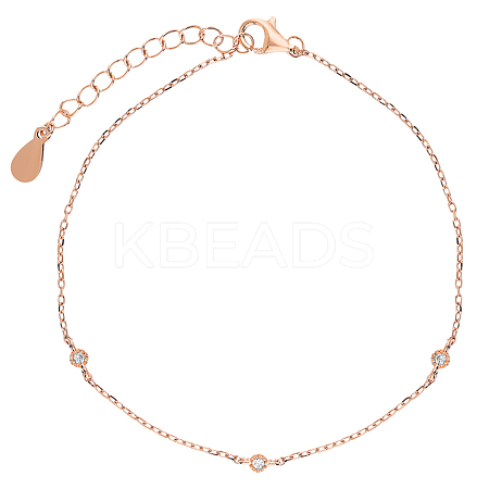 925 Sterling Silver Cubic Zirconia Link Anklets for Women TL9356-1