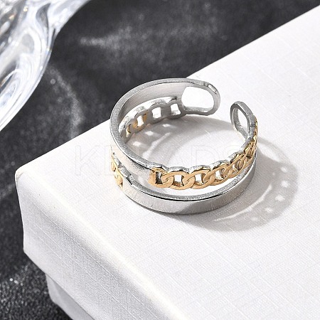 Adjustable 304 Stainless Steel Cuff Rings for Women RJEW-B150-01GP-04-1