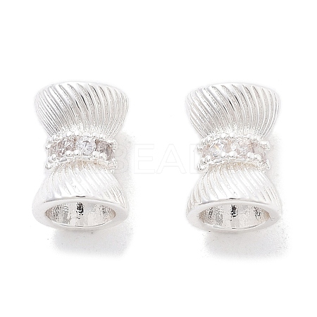Brass Micro Pave Cubic Zirconia Beads KK-B134-35S-1