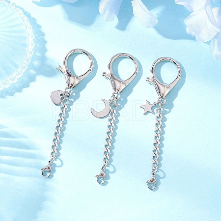 3Pcs 3 Styles Alloy & 304 Stainless Steel Lobster Claw Clasps HJEW-JM03381-1