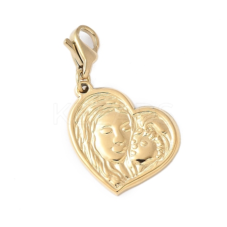 304 Stainless Steel Heart with Mother and Son Pendant Decoration STAS-S165-16G-1