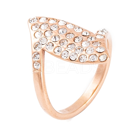 304 Stainless Steel Horse Eye Finger Ring for Women RJEW-C086-27-RG-1