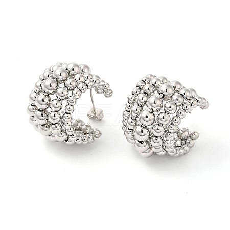 Brass Round Stud Earrings EJEW-D065-01P-1