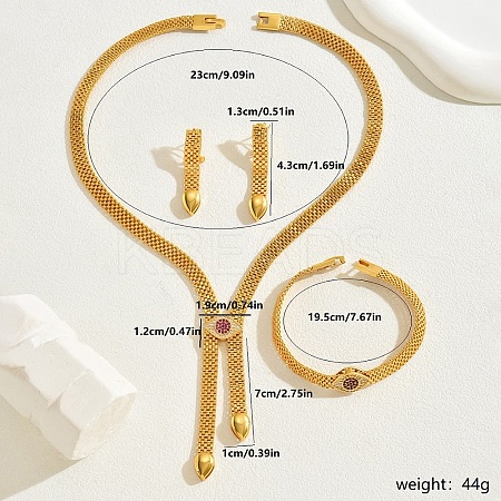 European Style Iron Lariat Necklace & Link Bracelet & Dangle Stud Earring Sets for Women DM3928-1