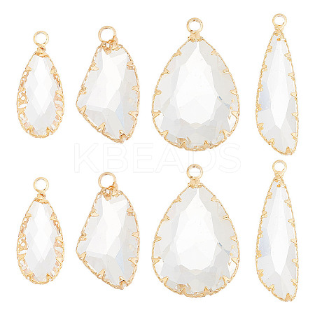 8Pcs 4 Styles Brass Glass Pendants KK-AR0003-56-1