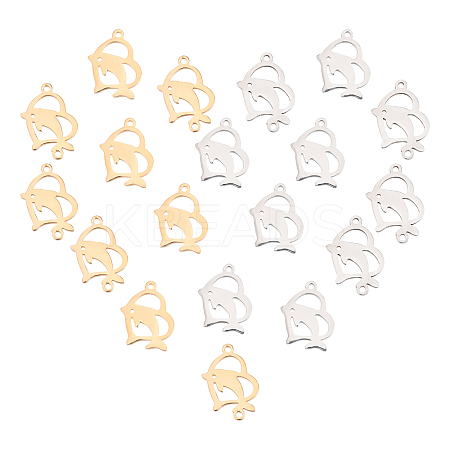 24Pcs 4 Style 201 Stainless Steel Hollow Pendants STAS-UN0029-99-1