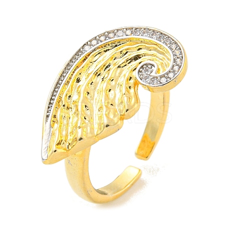 Brass Micro Pave Clear Cubic Zirconia Open Cuff Ring for Women LS-RJEW-M173-06A-G-1
